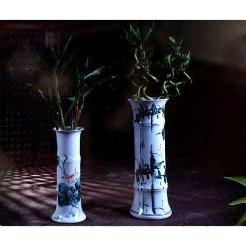 FREE SHIPPING HAND PAINT ceramic lucky bamboo dracaena sanderiana vase decoration