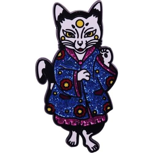 Lucky Cat Hard Enamel Pins Magic Cat Brooches Women Men Lapel Badges Backpack Collar Fashion Jewelry Gifts For Kids Friend