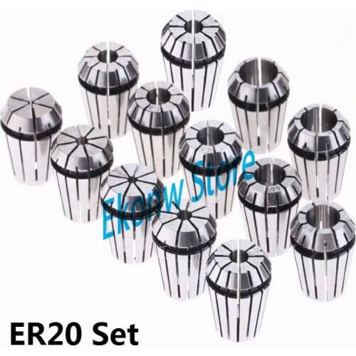 13pcs/set ER20 Chuck Collet Precision Spring Chuck Collet Set 1-13mm For CNC Milling Lathe Tool Engraving Machine
