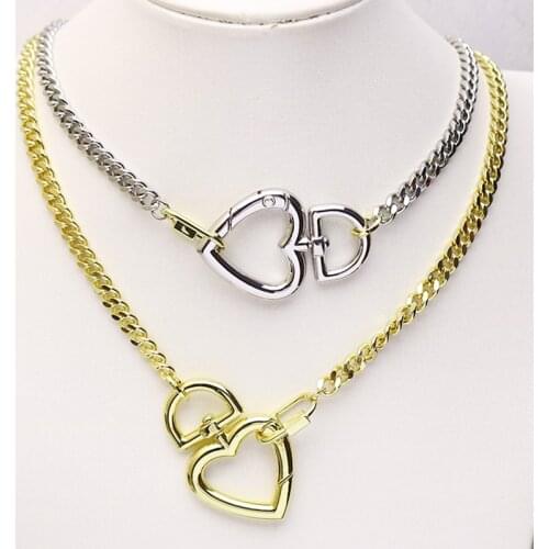 10 Strand Punk chain Necklace Handmade Heart shape Necklace hip pop necklace jewelry necklace Long necklace women jewelry 9803