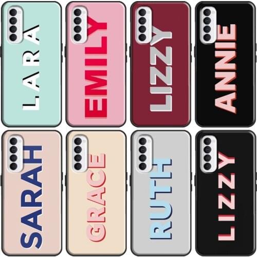 Custom Monogram Name Shadow Text Cover For OnePlus 8 Pro 9 Pro 9R Nord 7T 8T Case For Realme 6 7 8 Pro Q3 GT Neo C3 C15 C21