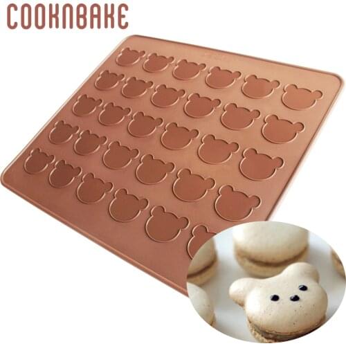 COOKNBAKE Macarons Mat Silicone Oven Pad Bear Design Cake Baking Bakeware Tools Biscuit Macaroon Mats Cake Tool 29*26cm 30 hole