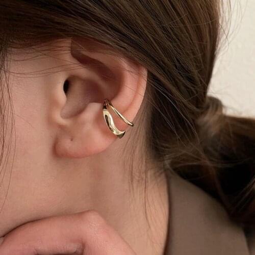Double Layer Small Metal Gold No Piercing Ear Clip For Women New Trend Fashion Without Pierced Earrings Clips Jewelry Gift