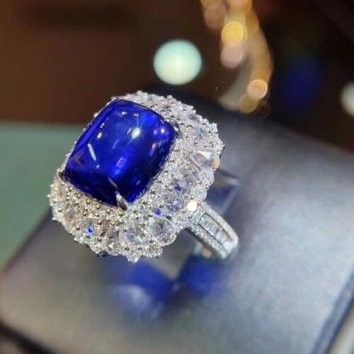 H326 Tanzanite Ring Fine Jewelry Pure 18K Gold Natural Tanzanite Gemstones 8.66ct Diamonds Female Anniversary Gift Fine Rings