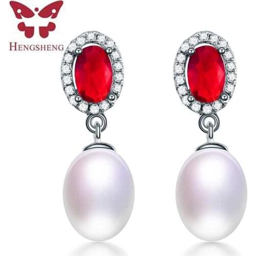 HENGSHENG 2019 Luxry pearl jewelry natural pearl earrings AAAA 8-9mm freshwater pearl earrings for women new trendy Earrings