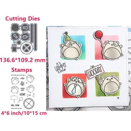 Hooray Hamster Animals Stamps and Dies Set for Card Making DIY Scrapbooking Paper Crafts Knife Mould 2020 New Arrival