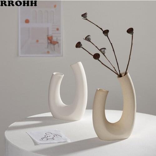 Nordic Ceramic Vases Living Room Table Decoration Arrangement Water Hydroponics Flower Dry Flower Vase DIY Valentines Day
