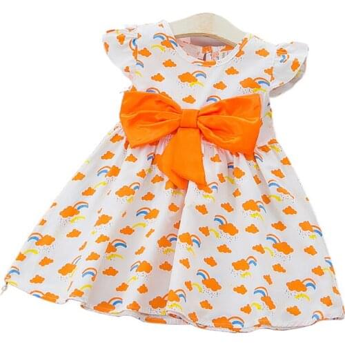 2021 Summer Clothing Floral Girls Sleeveless Dress For Children Bow Fashion Pattern Baby Sundress