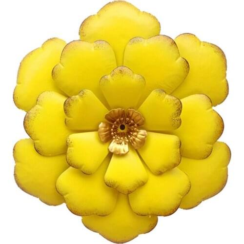 Metal Flower Wall Decoration Art Ornaments Flower Wall Art That Can Be Hung on the Porch of the Living Room (Yellow)