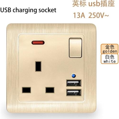 Model 86 British Standard Dual 2.1A USB outlets with Independent Switch British 13A Multifunctional PC Socket