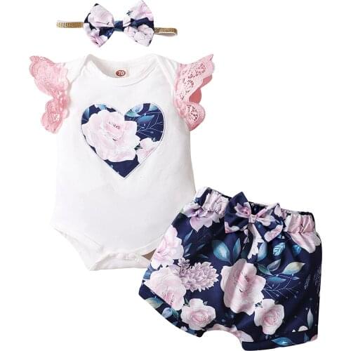 Newborn Baby Girl Clothes Infant Romper Shorts Set Cute Summer Outfits Floral Baby Girls Clothes