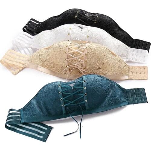 Invisiable Seamless Tube Top Women Sexy Lace Front String Padded Bras for Women Wireless Tube Top Push Up Bra Female Underwear