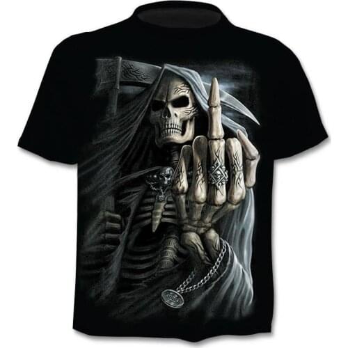 New Men Skull T Shirt Brand Punk Style Finger Skull 3D T- Shirt Harajuku Hip Hop 3d Print Punisher Street Casual Top