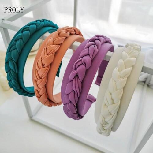 PROLY New Fashion Women Hairband Solid Color Multi-layer Knotted Braids Headband Wide Side Headwear Adult Hair Accessories