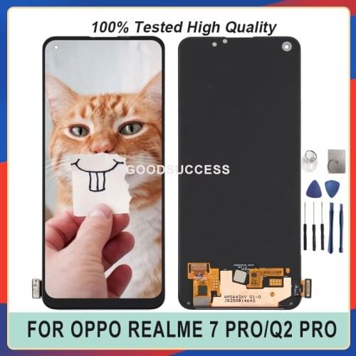 Original 6.4'' For OPPO Realme 7 Pro LCD Realme Q2 Pro lcds Display Touch Screen Panal Glass Assembly Repair Part