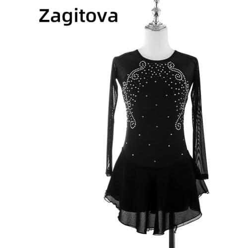 Figure Skating Show Dress Kids Adult Girls Competition Grading Dress Custom navy blue black red with sparkling diamonds