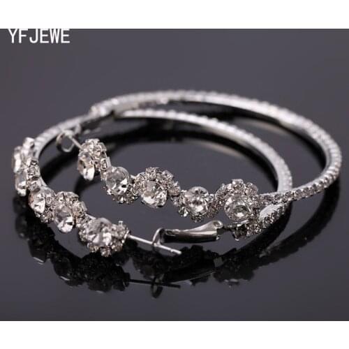 2018 Fashion Jewelry Manufacturers Selling Super Flash Crystal Rhinestone Plating Big Size Hoop Earrings For Women #E062