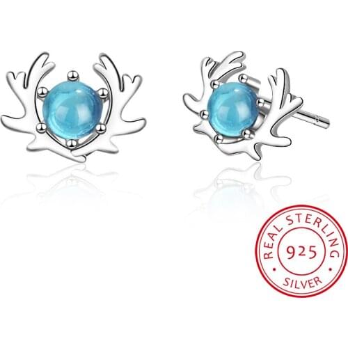 Minimalism 925-sterling-silver Deer Antler Elk Earrings Sterling-silver-jewelry Brincos Stud Lady Fashion Simple Jewelry