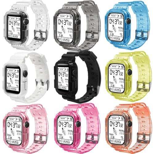 Silicone Crystal Clear Sports Wristband, for Apple Watch Band Series SE6 5 44mm 42mm, Replacement Strap for iWatch 3 2 38mm 40mm