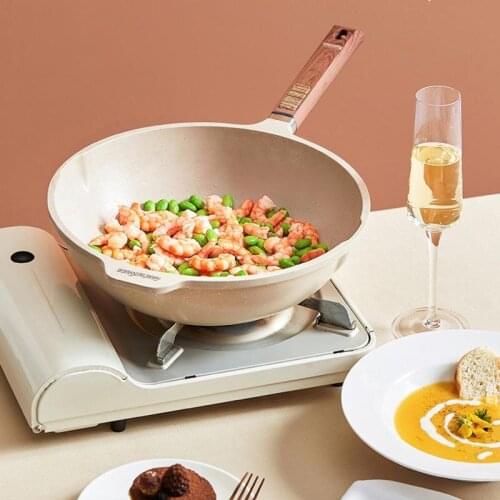 Nordic lightweight aluminum non-stick pot household fashion simple induction cooker gas stove wok multi-functional frying pan