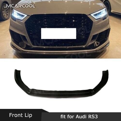For RS3 Carbon Fiber Front Bumper Lip Spoiler For Audi A3 RS3 2017 -2019 Not For A3 Standard S3 FRP Head Chin Protector