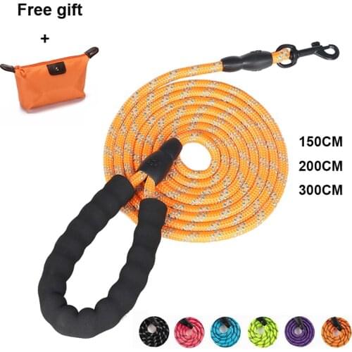 Large Dog Reflective Rope Durable Large Dog Nylon Leash Walking Big Dog Collar Strengthen Traction Harness Round Medium Dog Lead