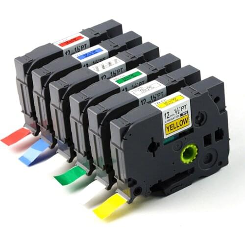 6PK 12mm tze tape mix colors TZe231 TZe 131 TZ-431 tz531 TZe-631 tze731 Compatible for Brother P touch PT-H105 PT550 PT1000