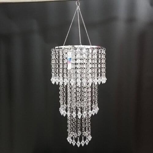 Camal 1PCS Assembled 72CM Hanger 25CM Chrome Centerpiece Frame 3-Tiers Cake Acrylic Beads Chain Pendant Wedding Christmas Party