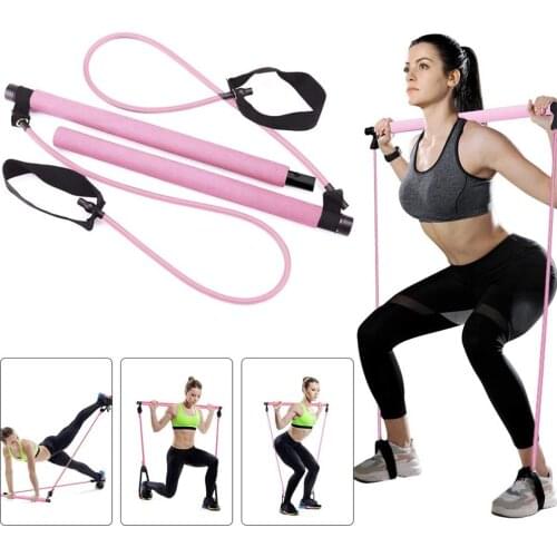 Yoga Resistance Bands Pilates Stick Elastic Pull Rope Fitness Bar Kit Home Gym Exercise Leg Body Building Training Equipment