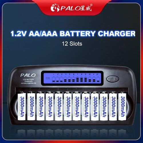 PALO 4-48 slots AA AAA battery charger smart fast chargers for 1.2V AA AAA 2A 3A ni-mh ni mh batteries