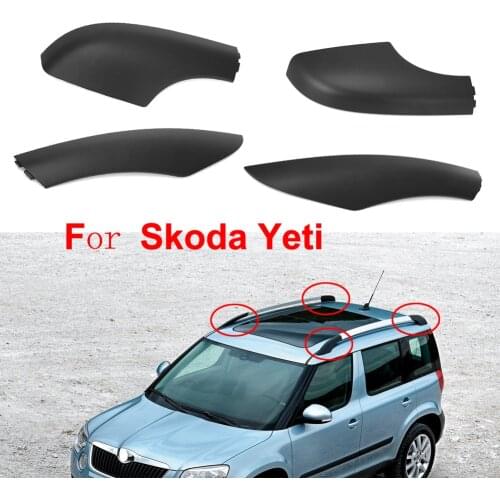For Skoda Yeti SUV Front Rear Roof Rack Rail End Bar Cover Cap Shell Protection Black