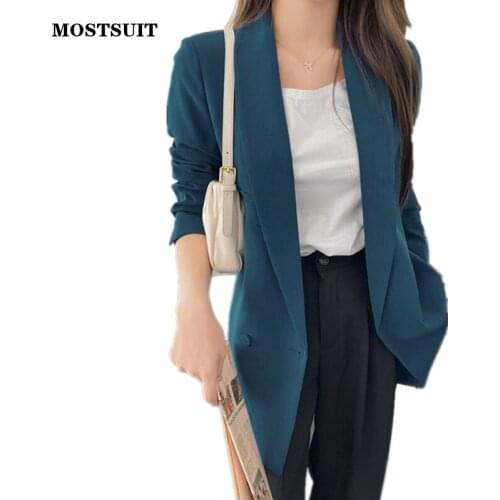 Elegant Workwear Women Suit Blazer 2021 Autumn Full Sleeve Double-breasted Coat Tops Chic Office Ladies Suit Jacket