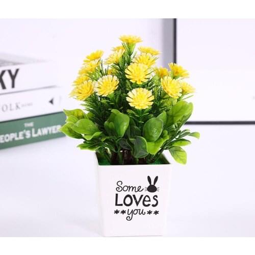 1Pc Artificial Chrysanthemum Bonsai Potted Plant Landscape Home Floral Decor Artificial Flowers Bright Color Fake Plants Potted