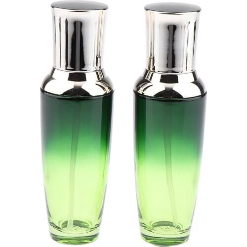 2pcs Portable Empty Glass Pump Bottle with Lid Liquid Container for Homemade