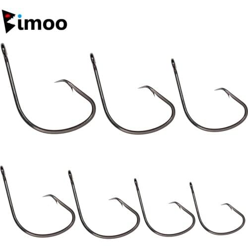 Bimoo 20pcs Black Red Fishhooks High Carbon Steel Saltwater Sport Offset Circle Hooks Fishing Hooks Tackle 1/0 2/0 3/0 4/0 5/0