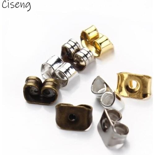 200pcs Stud Earrings Earring Back Settings Plugging Blocked Butterfly Earrings Stopper Cap Earplug for DIY Making Jewelry
