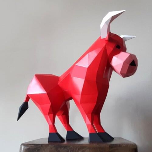 3D Paper Model Cattle Animal Stereo Origami DIY Papercraft Children Toys Decoration Handmade Creative Craft Gift Home Ornaments