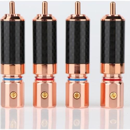 4Pieces R1741 High quality Rose Gold Plated RCA Audio Plug Connector Screw Locking RCA Plug