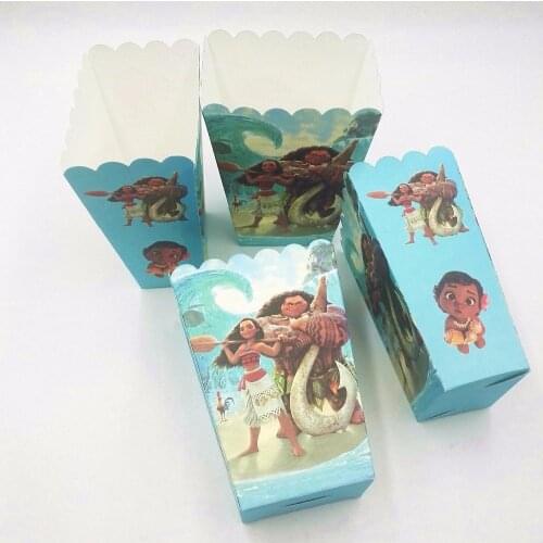 6pc Moana Birthday Party Supplies Popcorn Box Candy Box Case Gift Box Moana Kids Birthday Party Decoration