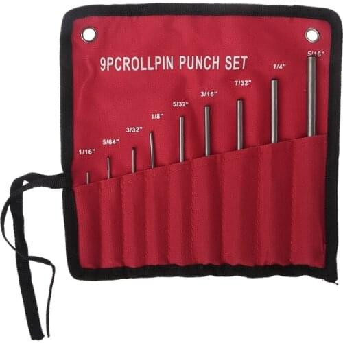 9Pcs Durable Steel Roll Pin Punch Set Tool Kit for removing Pins Professional E56C