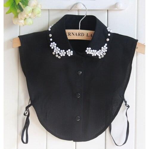 ASYMSAY New Female Shirts Blouse Detachable False Collar With Rhinestone Crystal Fake Collar Fashion Women Accessories AO9111