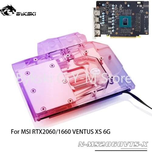 Bykski GPU Water Block For MSI RTX2060/1660 VENTUS XS 6G Graphics Card Cooler ,Water Cooling Full Coverage Block N-MS2060VTS-X