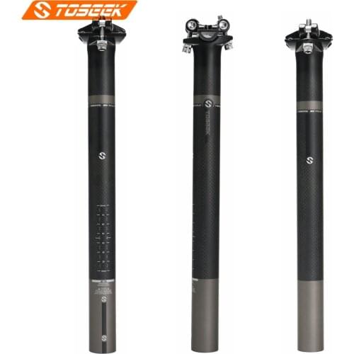 TOSEEK Bicycle Parts Matte 3K Carbon Fibe Cycling Seatpost for Road&Mountain Bike Seat Tube 27.2/30.8/31.6*350/400mm