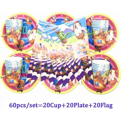 Guys Ultimate Knockout Game Party Supplies Decoration Tableware Disposable Cup Plates Banners Baby Boys Birthday Party Supplies