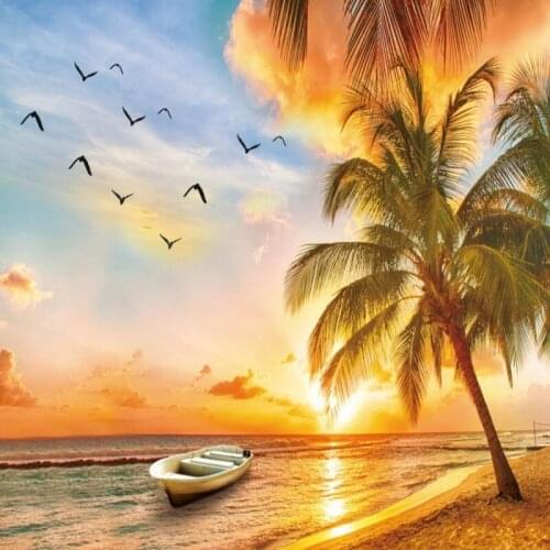Dropship Colomac Tropical Wallpaper Beautiful Sunset Beach Coconut Palm Photo Wall Mural Wall Wallpaper Bedroom Papel Pintado