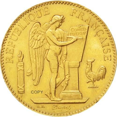 France Third Republic 1885 A 100 Francs Gold Copy Coin Brass Metal Liberte Egalite Commemorate Replica Coins