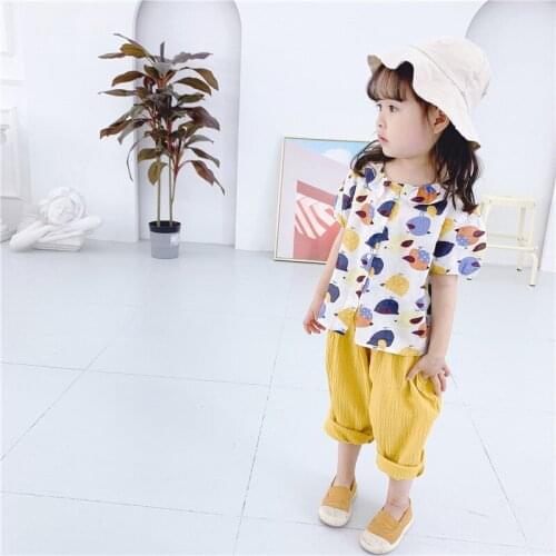 Toddler Girls T-shirts Fashion Korean Cartoon Print Tops for Girls Short Sleeves Tees Kids Clothing Baby Girls Tshirts Summer