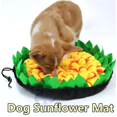 Dog Snuffle Mat Sunflower Puzzle Toy Pet Interactive Toy Feeding Pad Dog Foraging Sniffing Mat Indoors Intelligence Training Mat