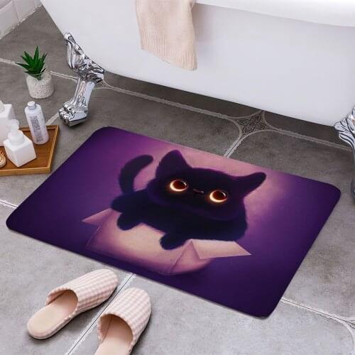 Black cat in the box 3D Print Doormats Rectangle Non-Slip DoorMat Bedroom Kitchen Entrance Print Door rugs Dropshipping