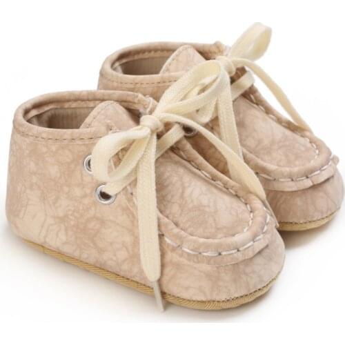 New Arrival 0-18M Leather Rubber Sole Shoes For Newborn Baby Non-Slip Flat Comfortable Casual Walking Shoes